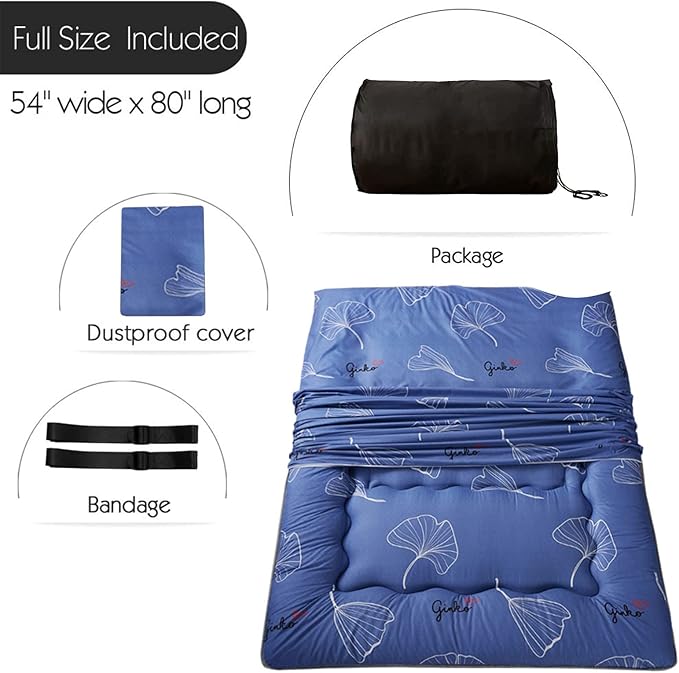 MAXYOYO Japanese Floor Mattress Futon Mattress, 4" Thicken Tatami Mat Sleeping Pad Foldable Roll Up Mat Boys Girls Dormitory Pad Kids Floor Lounger Pillow Bed, Charcoal Grey, Queen Size
