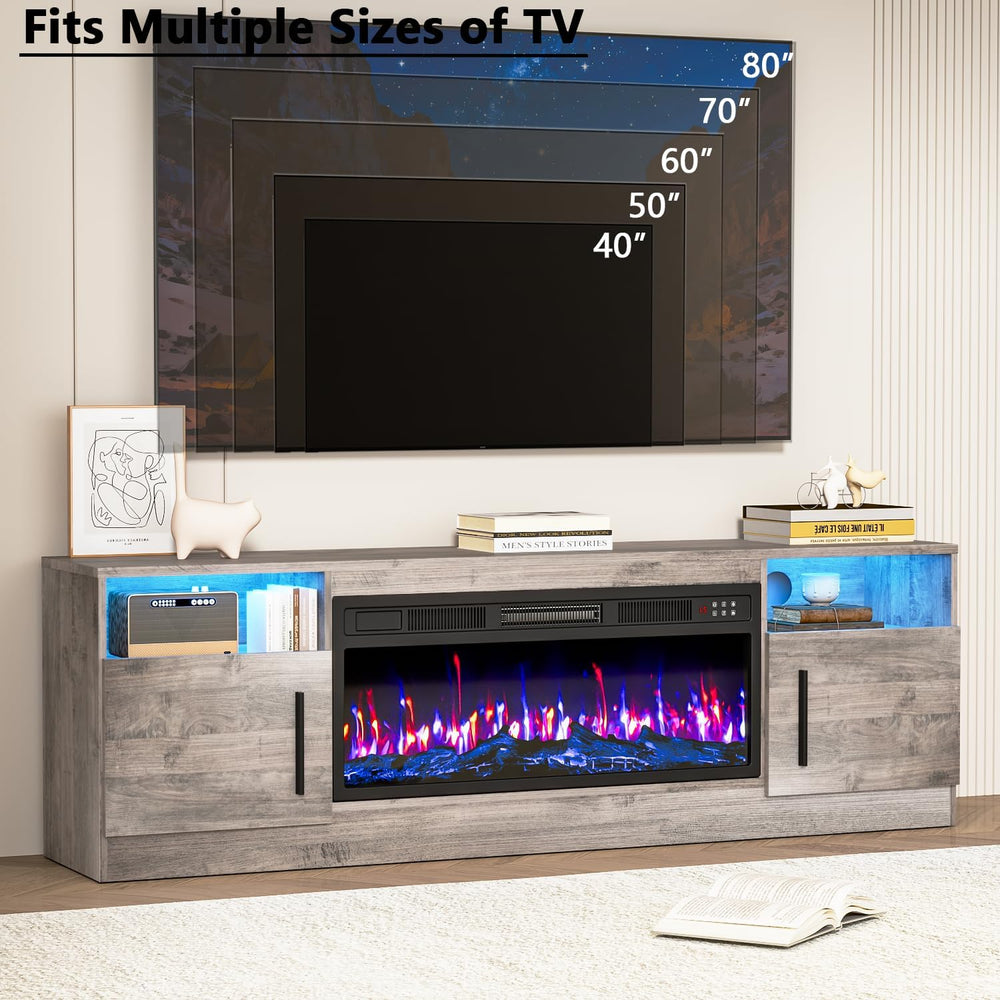 PRETZI Fireplace TV Stand with 36" Fireplace Up to 80" TVs for Livi...