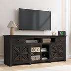 DWVO Farmhouse TV Stand for 75/80 Inches TVs, Entertainment Centers Furniture 30" Tall, TV Consoles with Storage Drawers & Power Outlet, Rustic TV Stands for Living Room, Dark Rustic Oak
