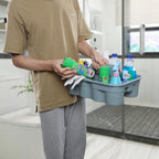 4-Pack Plastic Cleaning Caddy with Handle, Plastic Cleaning Tool Caddy, Gray