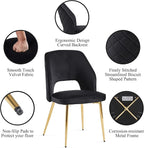NORDICANA Modern Dining Chair Set of 4, Black Velvet Fabric Upholstered Accent Chairs with Golden Metal Legs, Round Back Side Chairs for Kitchen Living Room Bedroom