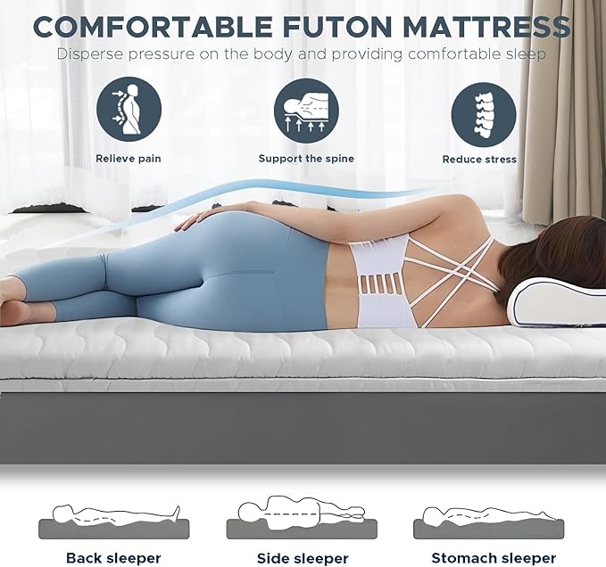 Japanese Floor Mattress, 100% High Density Comfortable Foam, 3.5" Thicken Foldable Mattress Tatami Mat Sleeping Pad, Ideal for Comfort and Support, Kids Floor Lounger Pillow Bed Sofa (Full）