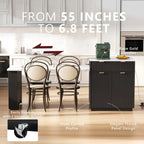 82.6" Fluted Kitchen Island with Extendable Dining Table for 4-6 | Large Island Table for Kitchen with Power Outlet, Double-Side Storage, 2 Drawers, 2 Side Open Shelves for Dining Room