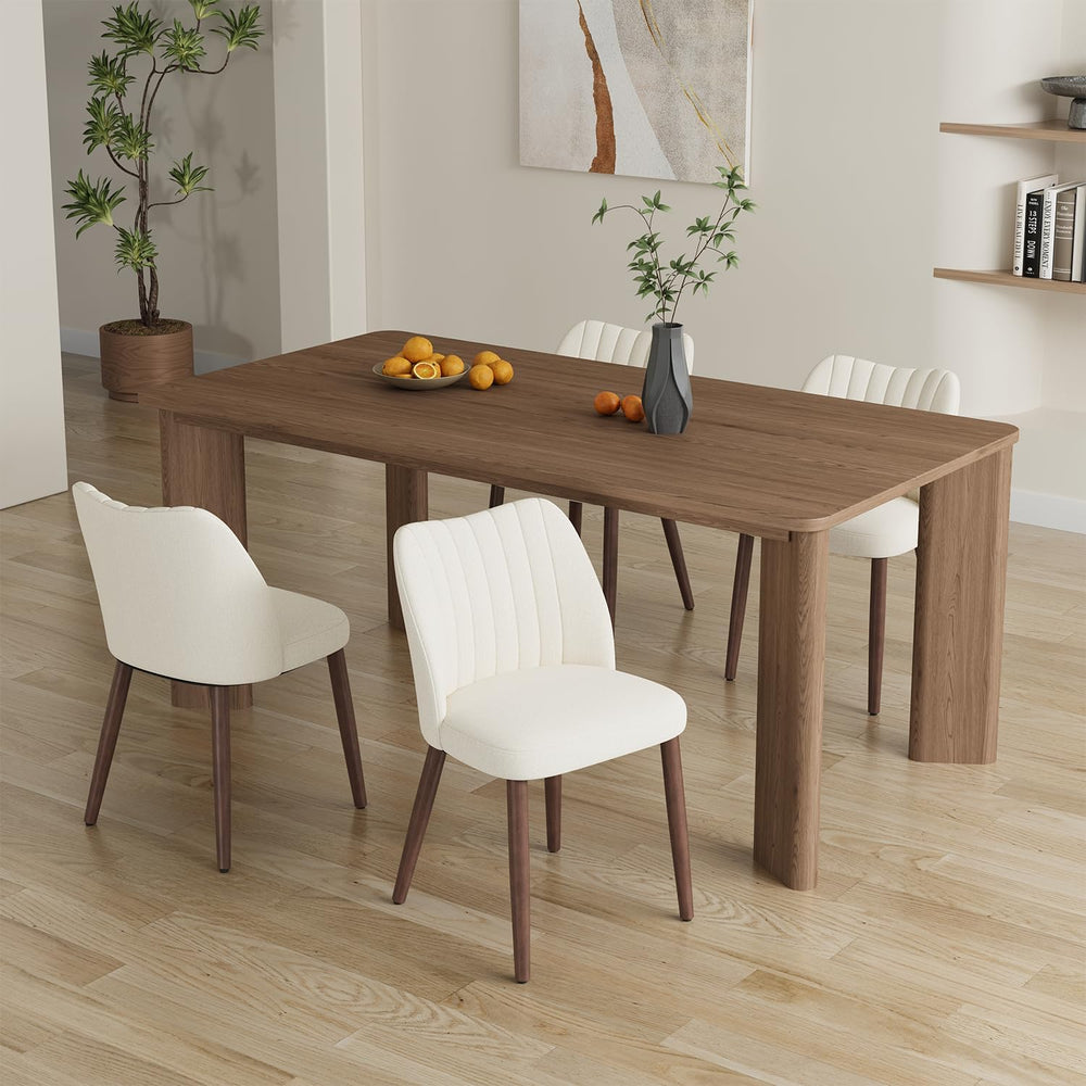 Upholstered Dining Chairs Set of 4, Farmhouse Fabric Kitchen Chairs with Soli...