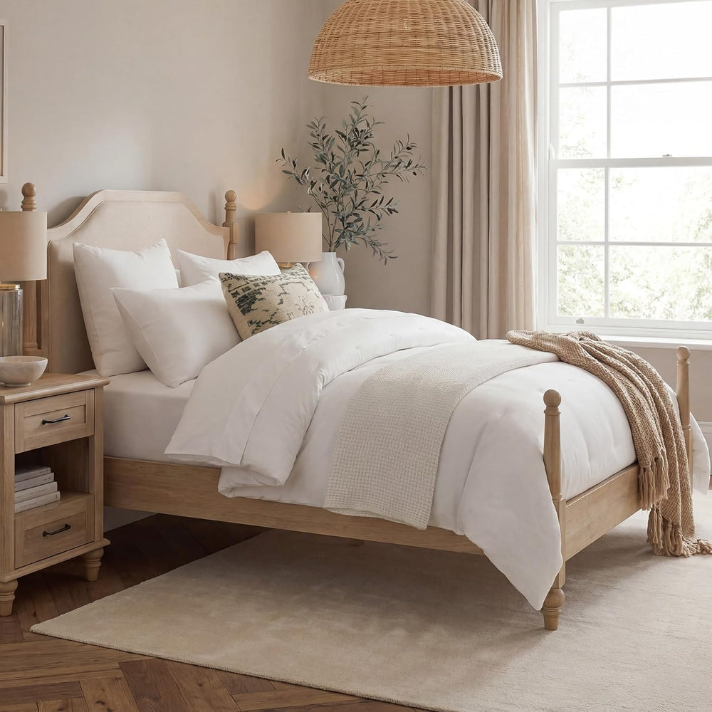WAMPAT Queen Size Platform Bed Frame with Upholstered Headboard for Bedroom, ...