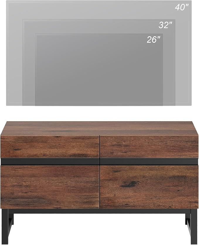 WAMPAT Modern TV Stand for TVs Up to 40 Inch, Entertainment Center Media Console with Storage Cabinet, TV Console for Living Room, Brown