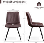 Dining Chairs Set of 4, Modern Dining Chairs with Thick Cushions, PU Leather Upholstered Kitchen Dining Room Chairs with Metal Legs for Dining Living Room (Dark Brown)