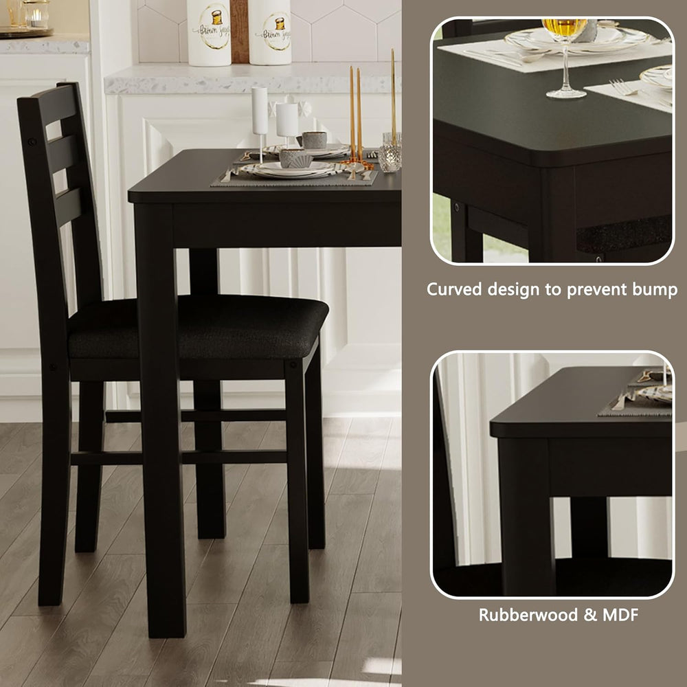 Dining Table Set for 4, Solid Wood Kitchen Table Chairs Set of 4, 43.3” Space...