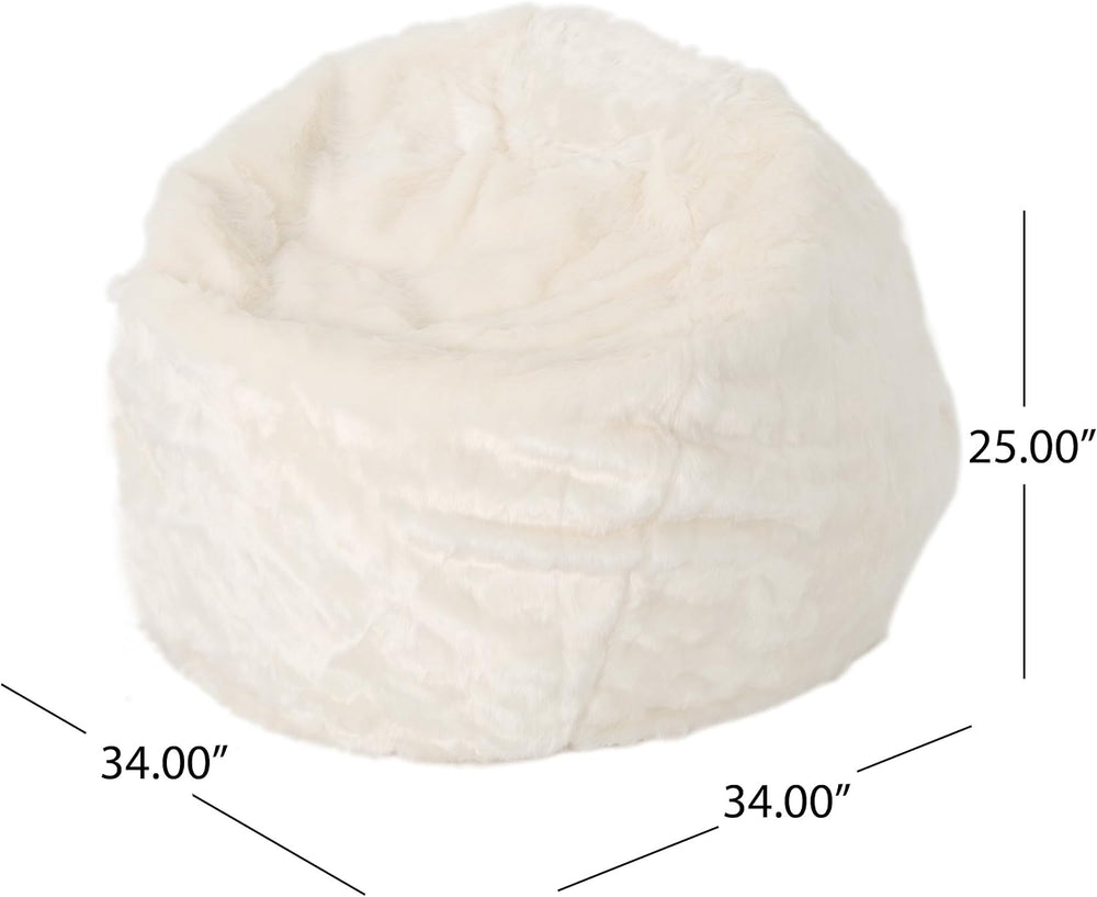Christopher Knight Home Laraine Furry Glam White Faux Fur 3 Ft. Bean Bag, Small