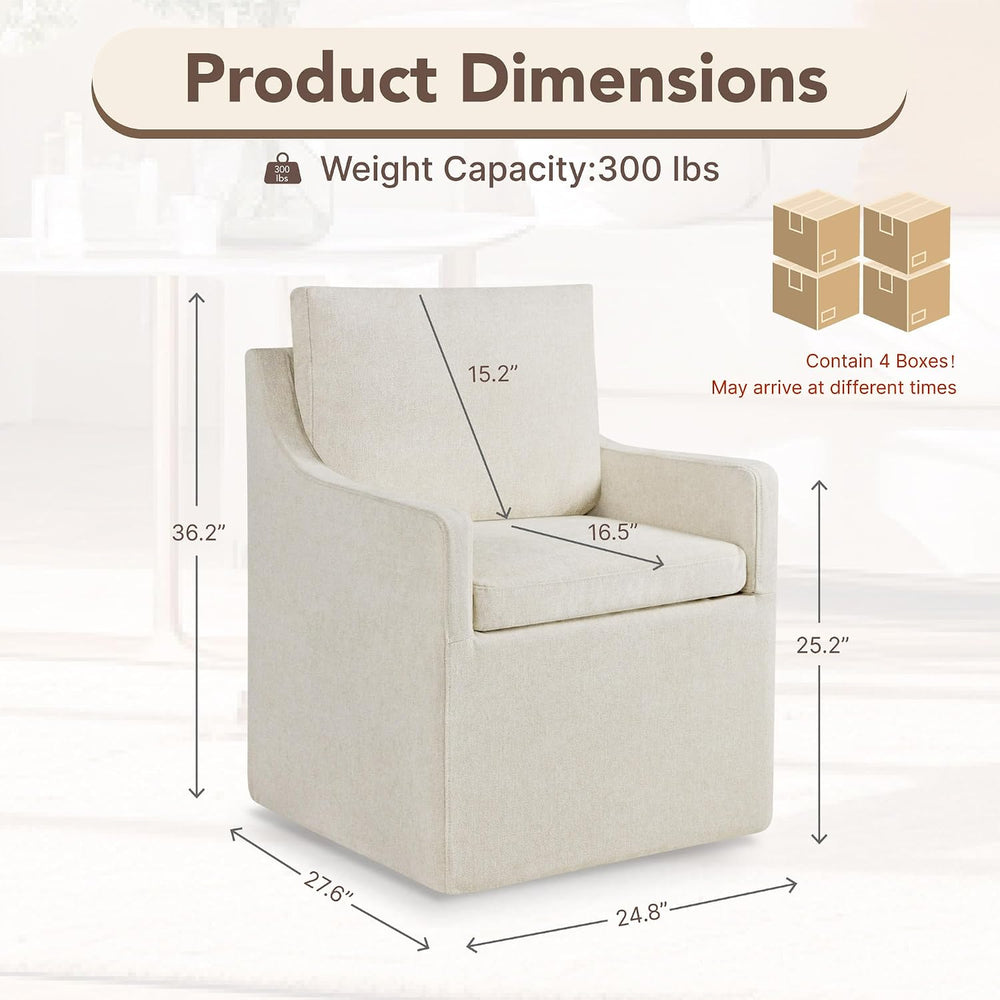 KISLOT Upholstered Dining Chairs Set of 4 with Washable Cover, Oatmeal | Mode...