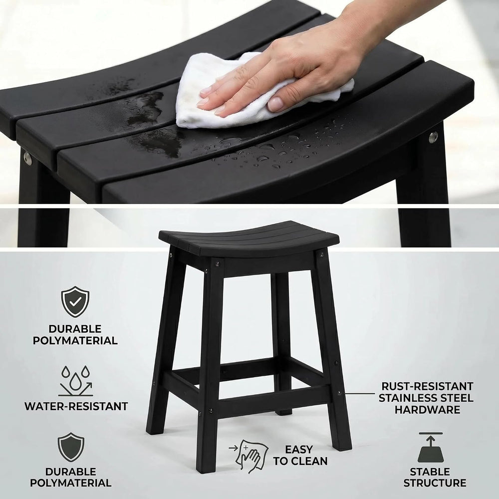 AMILY 24'' HDPE Bar Stool Set of 2, Weather Resistant Outdoor Bar Sto...