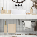 Bathroom Accessories Set - Gorgeous Bathroom Set, 10PC Beige Bathroom Accessory Set, Toilet Brush, Trash Can & Soap Dispenser