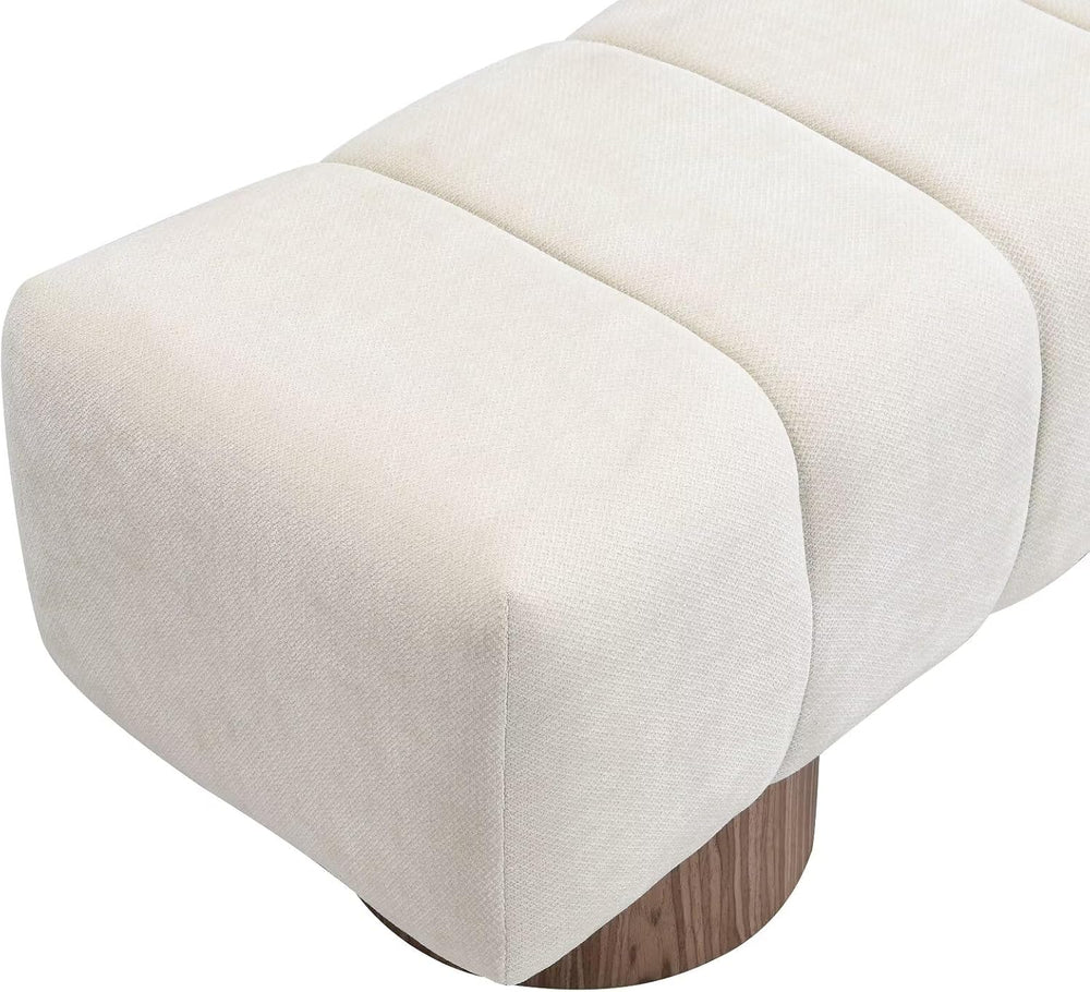 50" Upholstered Dining Bench, No-Assembly Chenille Fabric Ottoman Stool ...