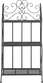 SAFAVIEH Outdoor Collection Torus Victorian Scroll Antique Black 3-Tier Shelf (Fully Assembled)