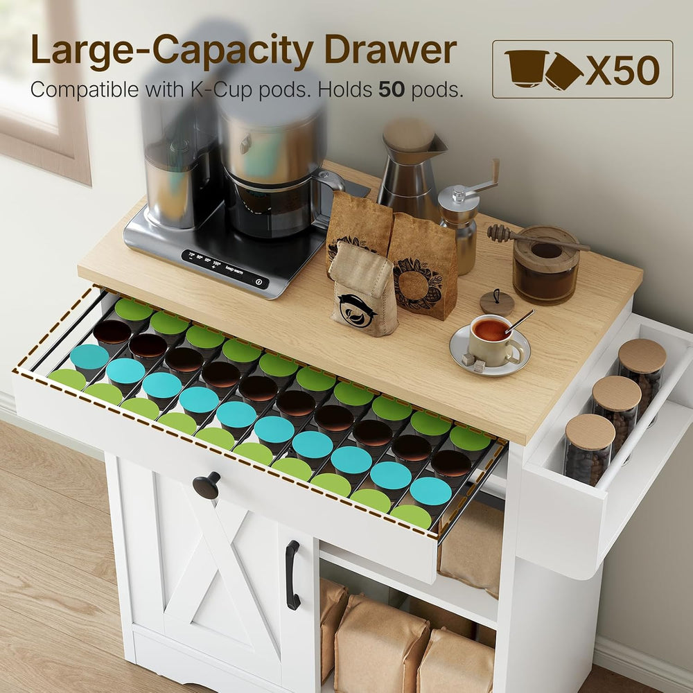YATINEY Buffet Cabinet with Storage, Coffee Bar Cabinet with Pod Drawer
