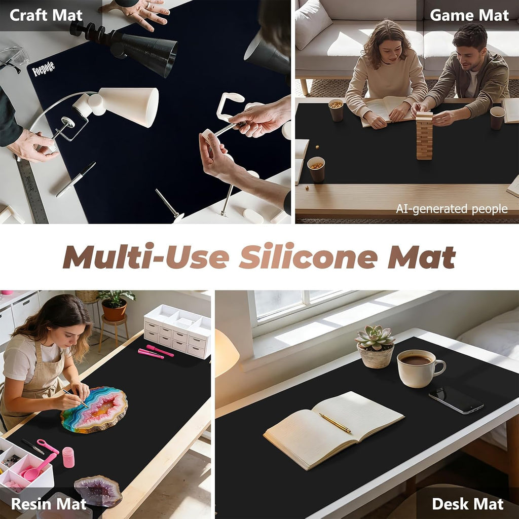 Heat-Resistant Silicone Table Protector Cover 49.2x19.7x0.06 Inch Thick | Food-Grade Table Protector for Dining Room Table Kitchen Countertop & Counter Mat -Waterproof Tabletop Cover Pad & Crafting