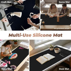 Heat-Resistant Silicone Table Protector Cover 49.2x19.7x0.06 Inch Thick | Food-Grade Table Protector for Dining Room Table Kitchen Countertop & Counter Mat -Waterproof Tabletop Cover Pad & Crafting