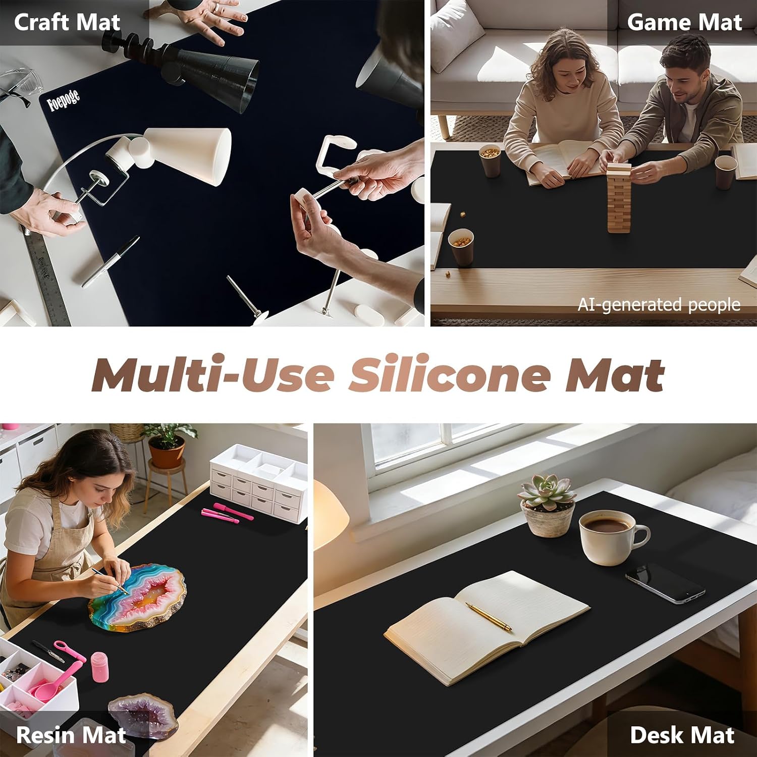 Heat-Resistant Silicone Table Protector Cover 49.2x19.7x0.06 Inch Thick | Food-Grade Table Protector for Dining Room Table Kitchen Countertop & Counter Mat -Waterproof Tabletop Cover Pad & Crafting
