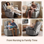 MAMAZING Lullapod Power Nursery Rocking Chair with HugAssist Armrest | Triple Motor Power Nursing Recliner with 270° Swivel Glider & Quiet Rocking, Dual Charging Ports & Built-In Storage