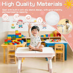 Kids Table and Chair Set with Storage, 5 in 1 Height Adjustable Toddler Table and 2 Chair Set, Toddler Kids Activity Table for Building Blocks/Drawing/Reading/Dining/Sand and Water Play (Pink)