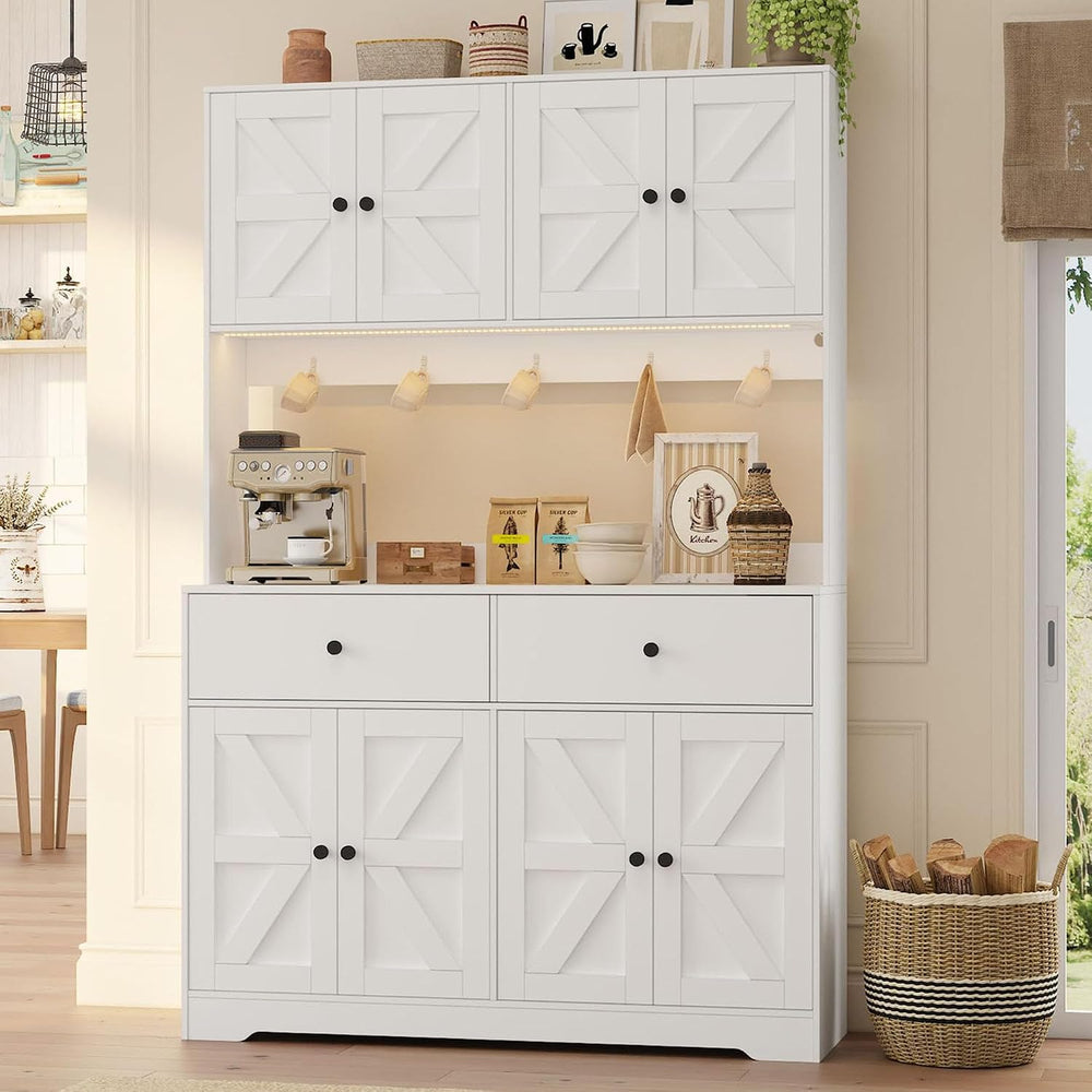 71" Kitchen Pantry Cabinet with Charging Station, Pantry Storage Cabinet...