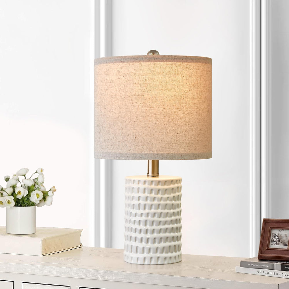 18.25" Modern Accent Ceramic Table Lamps Set of 2 for Bedroom White