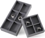 Dark Blue Jewelry Display Tray Ring Necklace Earring Bangle Organizer Multifunctional Storage Case for Jewelry Showcase (Small 4 Grids Tray)