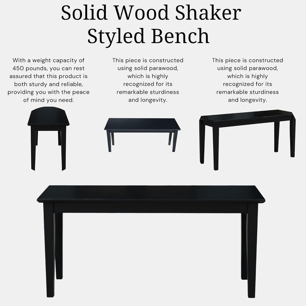 International Concepts Shaker Style Bench, 39-Inch Wide, Solid Parawood, Unfi...
