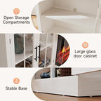 98" Farmhouse TV Stand with 36" Fireplace for Living Room,Media Entertainment Center with Adjustable Shelves and Large Storage Cabinets, White TV Stand for TVs up to 100", White