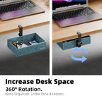 Mesh Hidden Desk Organizer with Swivel Pencil Drawer - Heavy-Duty C-Clamp Mount for Office Supplies, Art Tools & Home Storage, Easy Install Desktop Accessories (Sky Blue)