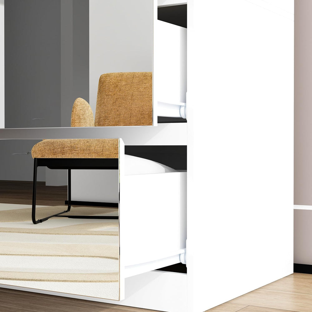 FUFU&GAGA Wardrobe with Mirror Door & Drawers, White Mirror Wardrobe ...