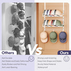 SWTYMIKI Over Door Hat Organizer - 3 Tier Wall Mounted Hat Rack with 2 Adjustable Metal Basket and 3 Hooks, Hanging Baseball Cap Organizer Storage Holds up to 29 Caps for Door, Bedroom, Closet