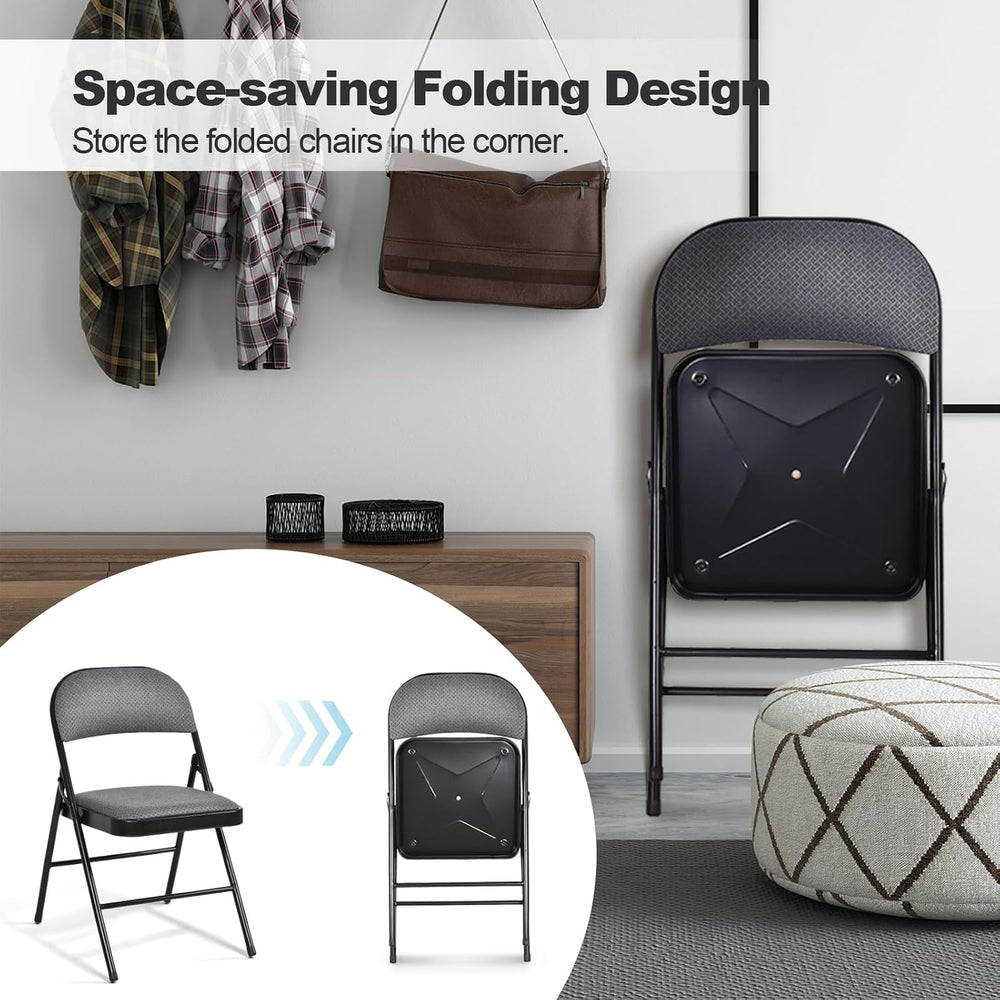 GIANTEX 6-Pack Folding Chairs Set - Waiting Room Chairs with Metal Frame, Fab...