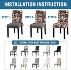H.VERSAILTEX Stretch Dining Chair Covers Set of 4 Chair Covers for Dining Room Parsons Chair Slipcover Chair Protectors Covers Dining, Feature Modern Floral Printed Design, Chocolate