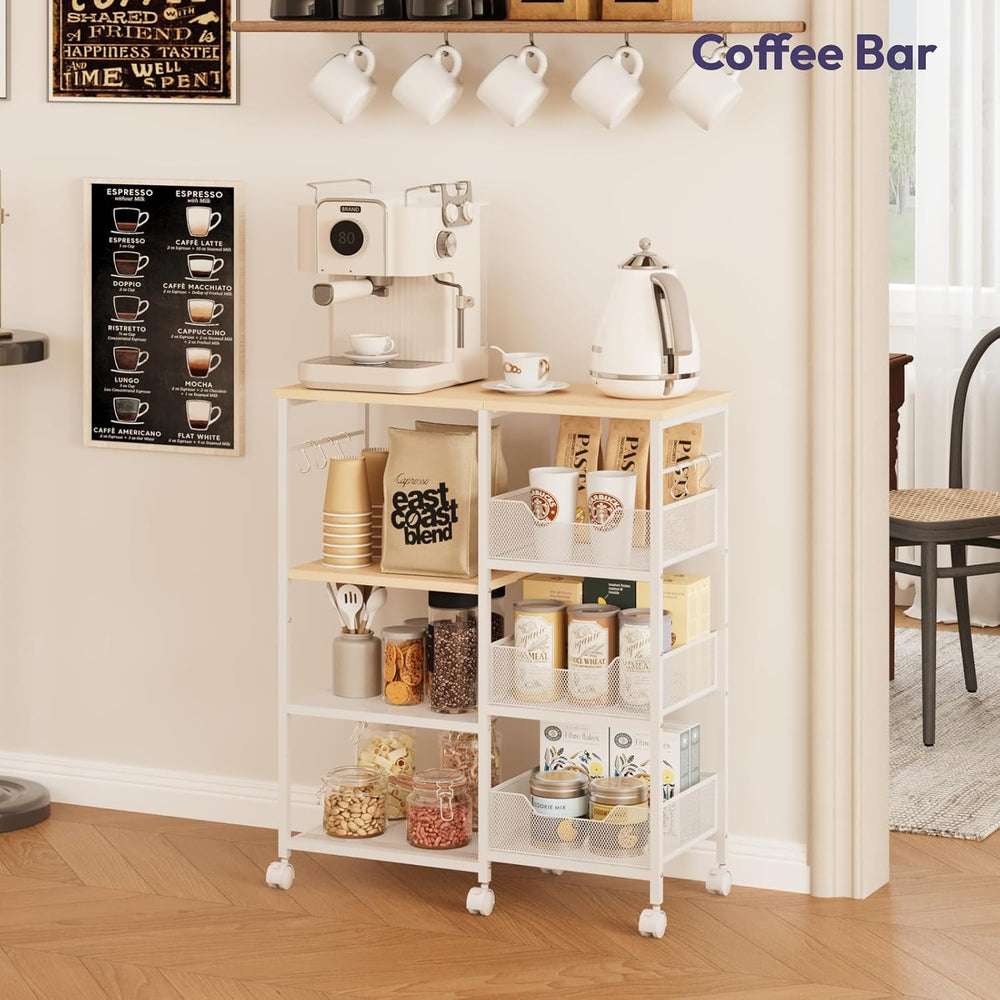 SWTYMIKI Kitchen Island Cart on Wheels - 4 Tier Rolling Kitchen Table Cart wi...