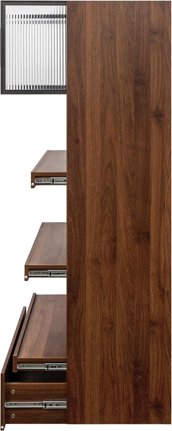 Tall Pantry Cabinet with 3 Hutch, Kitchen Food Cabinet with Pull Out Shelves ...