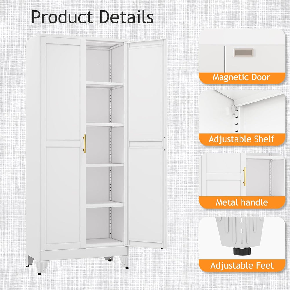 PAOFIN 71" Tall Metal Pantry Storage Cabinet with Doors and 4 Adjustable...