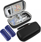 Insulin Cooler Travel Case, Portable Temperature Display Medicine Travel Cooler, Diabetes Case with 2 Reusable Ice Packs TSA Approved for Diabetic Supplies Patent Pending(Black-No Temp)