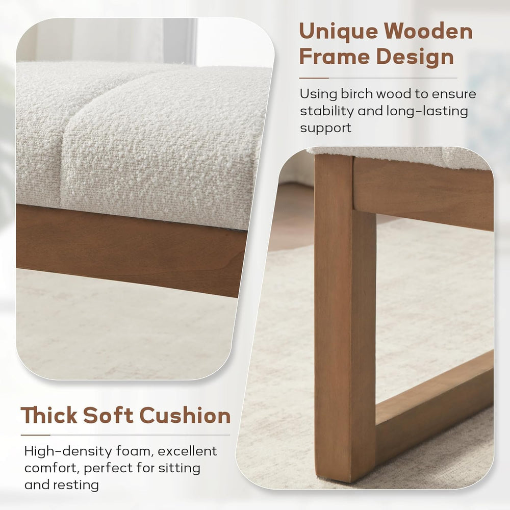 Zihanhome 52.7" Bedroom Bench for End of Bed, Modern Upholstered Teddy F...
