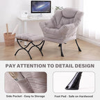 Tiita Modern Lazy Chair with Ottoman, Large Accent Armchair, Leisure Sofa Armchair with Footrest for Bedroom, Living Room, and Dorm Rooms