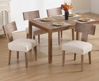 chairus Farmhouse Dining Chairs Set of 6, Upholstered Accent Chairs with Natural T-Shape Wood Back Armless Kitchen Chairs with Soft Pad, Linen Beige