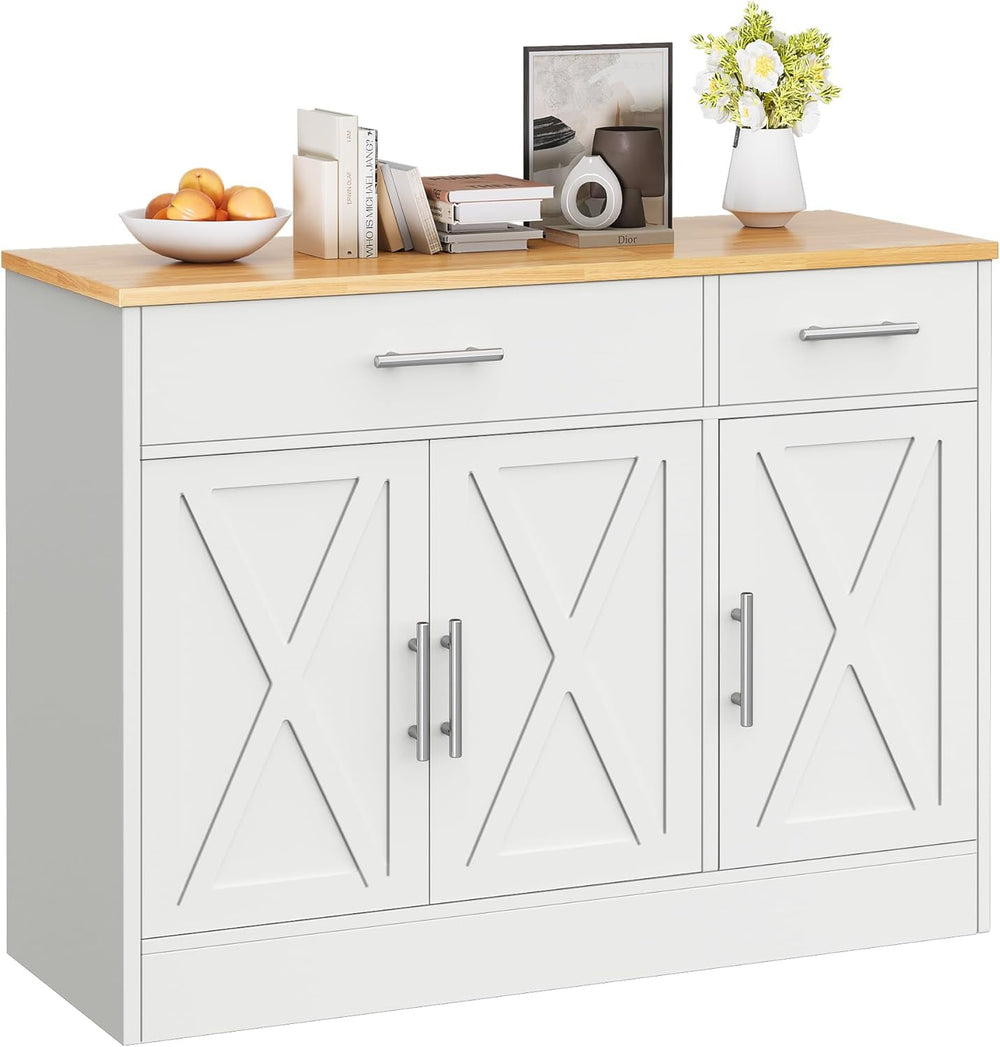 Vongrasig Coffee Bar Cabinet, Farmhouse Sideboard Buffet Cabinet with Storage...