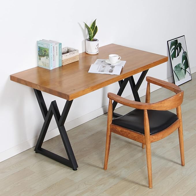SSS Furniture Metal Desk Legs H28 x W20, Industrial & Rustic Style V Shape Table Legs with Adjustable Protector Feet, DIY Table Legs, Metal Legs for Furniture, Black, Set of 2