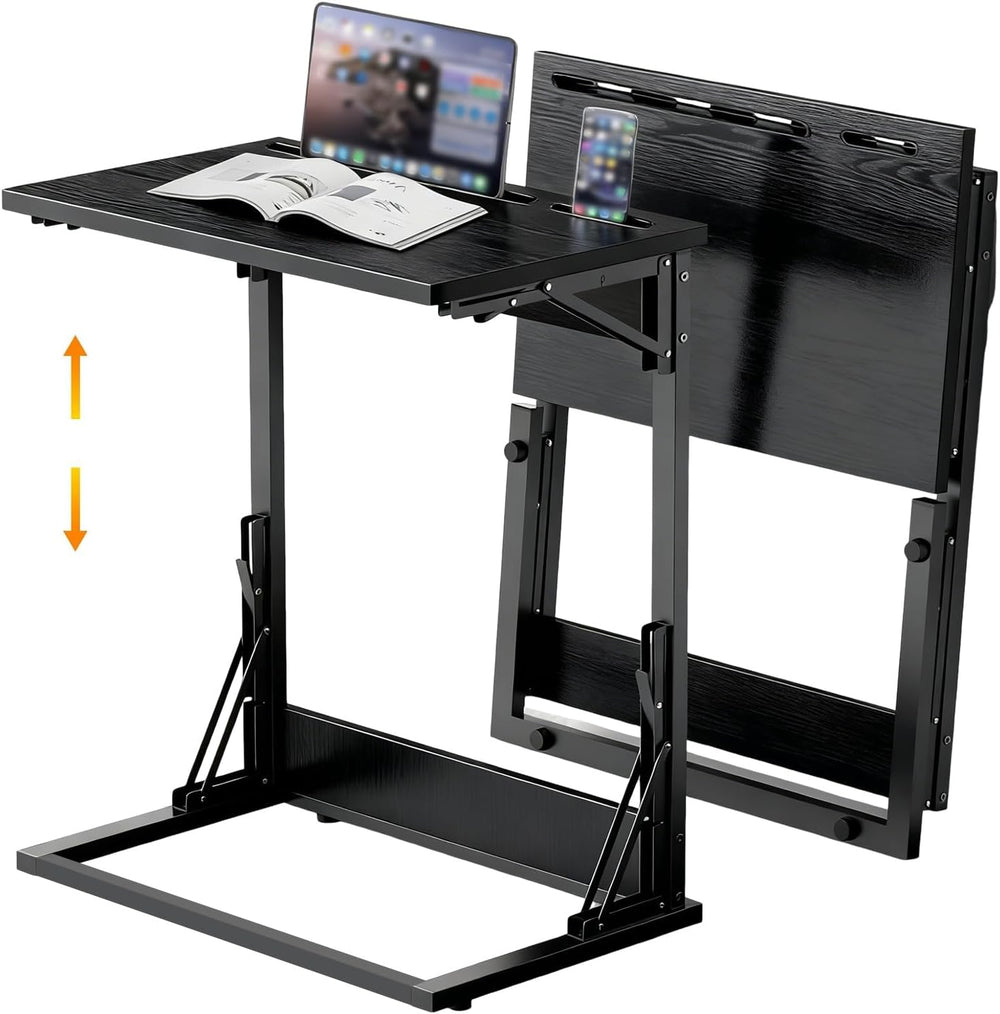 Folding TV Trays Set of 2, Adjustable Height TV Trays for Eating on Couch