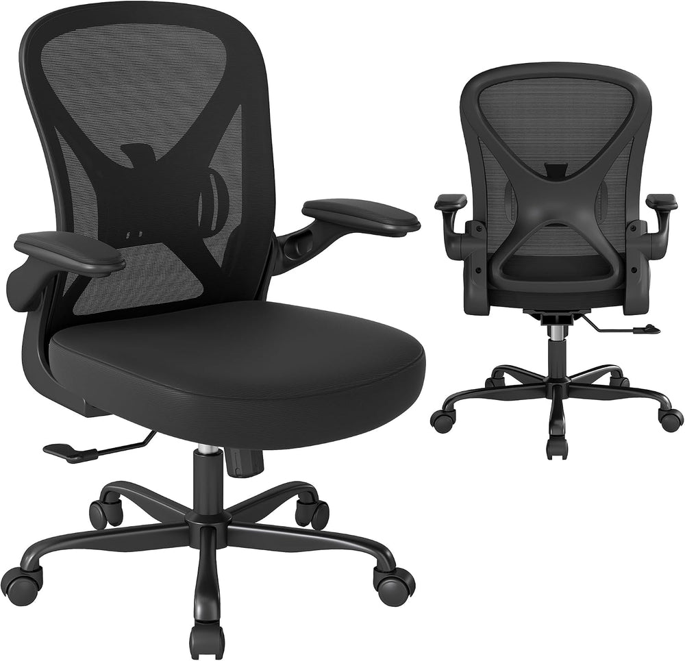 Ergonomic Office Chair with 90° Flip-up Armrests and Adjustable Lumbar Suppor...