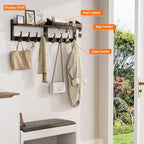 Evermagin 35" Coat Rack Wall Mount with Shelf, 4 in 1 Coat and Key Hanger with 13 Metal Hooks, Entryway Wall Mounted Shelf with Mail Holder for Living Room, Bedroom, Rustic Brown