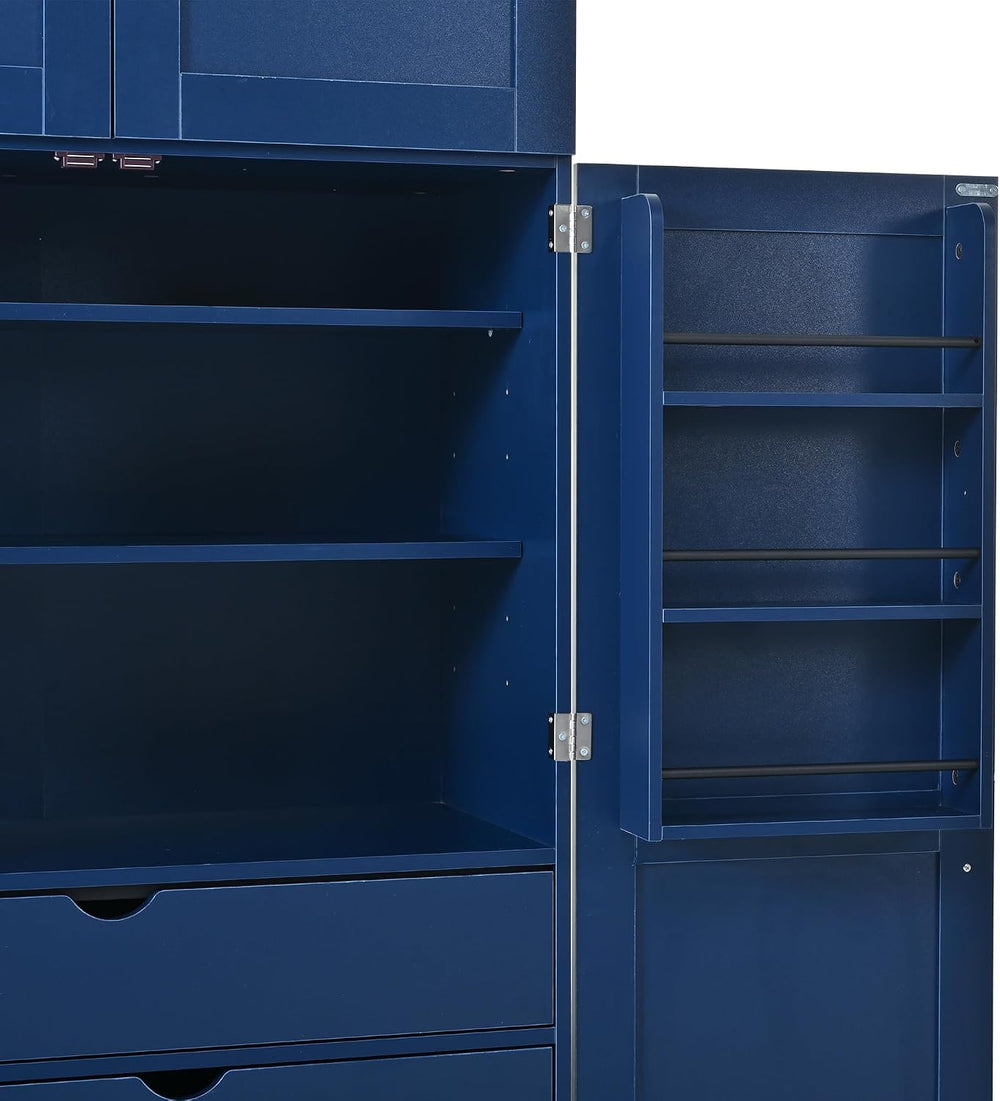 Merax 77''Tall Freestanding Kitchen Pantry,Farmhouse Tall Storage Cab...