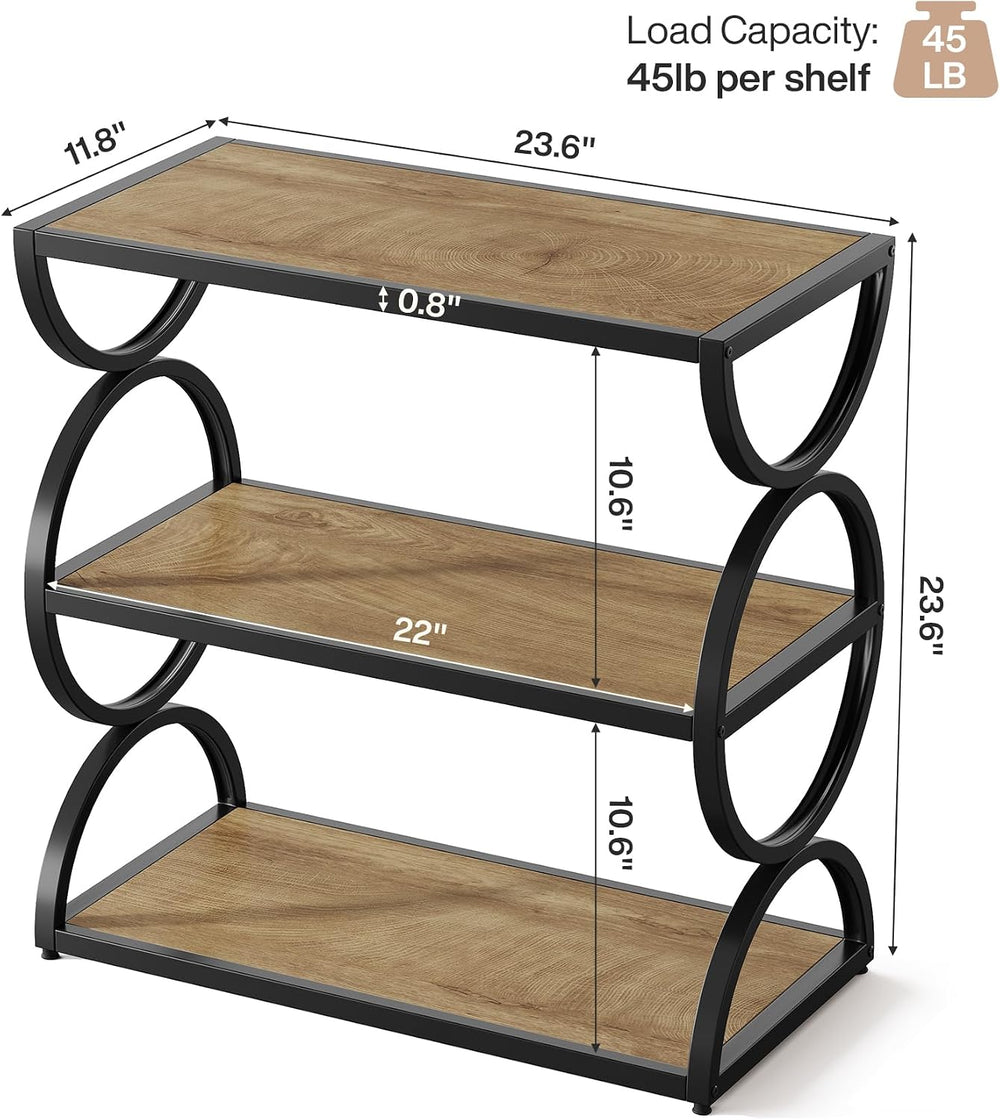 Tribesigns 3-Tier End Table, Narrow Side Table with Storage Shelves, Industri...