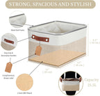 DECOMOMO Storage Baskets for Shelves - Fabric Storage Bins, Linen Closet Organizers and Storage (Beige & White, Large - 4 Pack)