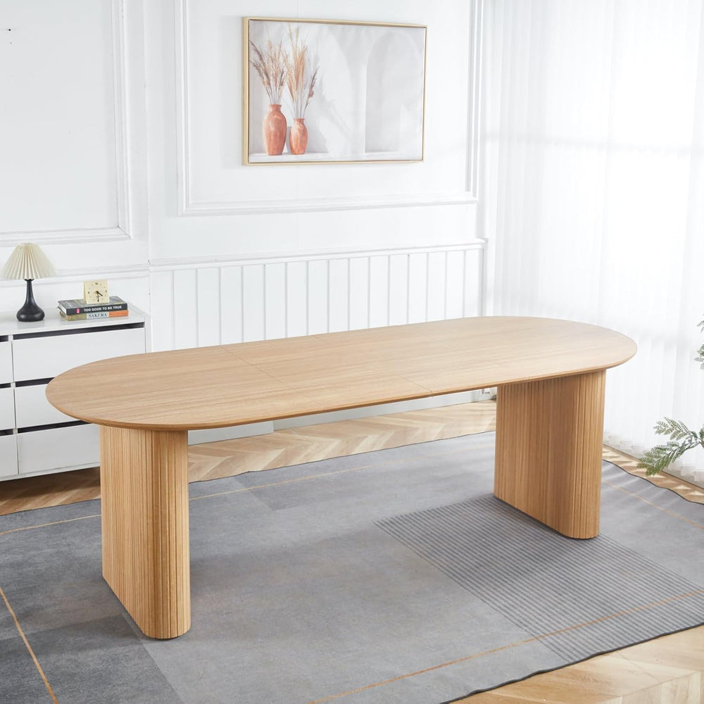 59"-90" Extendable Oval Dining Room Table for 6 to 10 Modern Farmho...